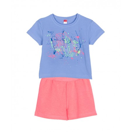 2513146-33 JOYCE ΣΕΤ ΓΙΑ ΚΟΡΙΤΣΙ ΜΠΛΟΥΖΑ ΛΙΛΑ ΜΕ ΠΟΛΥΧΡΩΜΗ ΣΤΑΜΠΑ ΚΑΙ ΡΟΖ ΦΟΡΜΑ