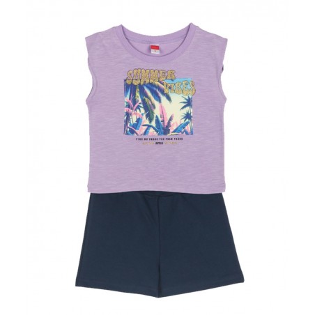 2513141 JOYCE ΣΕΤ ΓΙΑ ΚΟΡΙΤΣΙ ΜΠΛΟΥΖΑ ΛΙΛΑ ΜΕ ΣΤΑΜΠΑ ΚΑΙ ΣΟΡΤΣ ΜΑΥΡΟ