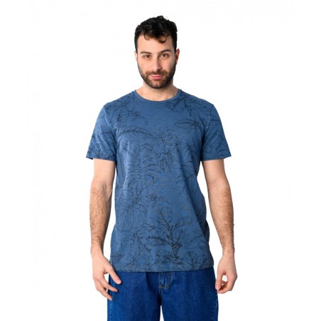 2531022-08 PACO&CO ΑΝΔΡΙΚΟ T-SHIRT FLROL NORMAL FIT ΒΑΜΒΑΚΙ ΡΑΦ