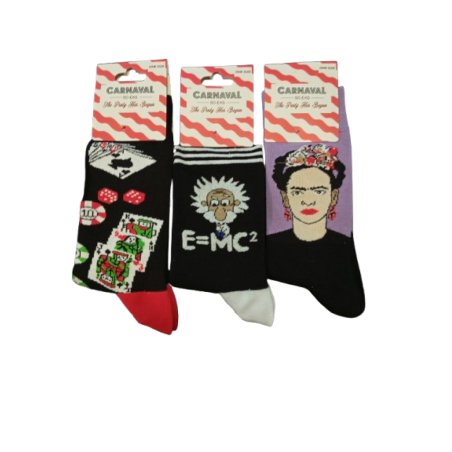 CARNAVAL UNISEX ΒΑΜΒΑΚΕΡΕΣ ΚΑΛΤΣΕΣ 3 ΖΕΥΓΗ ΜΕ ΣΧΕΔΙΑ MULTICOLOR