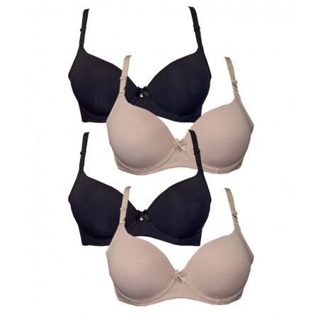 WP88684B-1 JOIN SET 4 ΓΥΝΑΙΚΙΑ ΣΟΥΤΙΕΝ ΜΠΑΝΕΛΑ B-CUP ΜΑΥΡΟ-ΜΠΕΖ