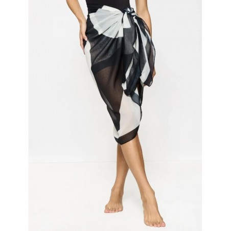 10222188-M016 TRIUMPH ΓΥΝΑΙΚΕΙΟ ΠΑΡΕΟ BEACH MY WEAR PAREO NORMAL FIT ΠΟΛΥΕΣΤΕΡΑΣ ΣΥΝΔΙΑΣΜΟΣ ΛΕΥΚΟΥ ΜΑΥΡΟΥ