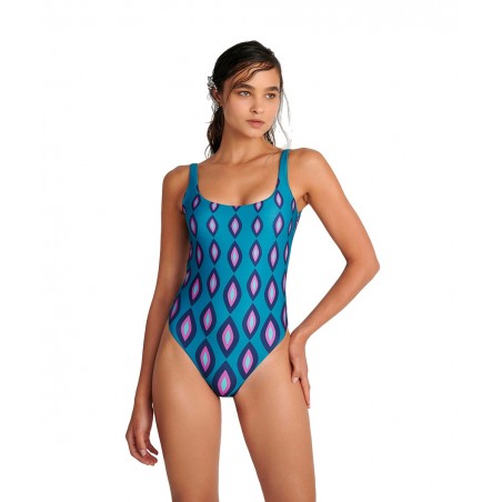 25358250-21 BLU4U BEACHWEAR ΓΥΝΑΙΚΕΙΟ ΟΛΟΣΩΜΟ ΜΑΓΙΟ ΠΟΛΥΕΣΤΕΡΑΣ NORMAL FIT ΣΚΟΥΡΟ ΠΡΑΣΙΝΟ