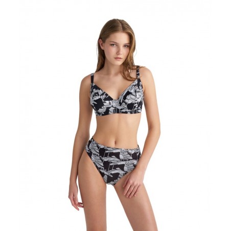 24366012D-02 BLU4U 'BLACK LEAVES' ΜΠΙΚΙΝΙ ΤΟΠ ΜΕ ΜΠΑΝΕΛΑ ΣΕ CUP D ΠΟΛΥΕΣΤΕΡΑΣ NORMAL FIT ΜΑΥΡΟ