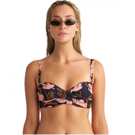 24366207D-02 BLU4U ''PINK BLOOMS'' ΓΥΝΑΙΚΕΙΟ ΣΤΡΑΠΛΕΣ ΜΑΓΙΟ ΤΟΠ ΠΟΛΥΕΣΤΕΡΑΣ NORMAL-FIT ΜΑΥΡΟ