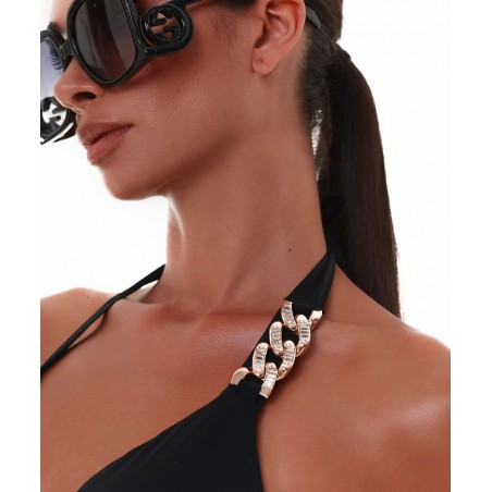 25066033-02 BLUEPOINT ΓΥΝΑΙΚΕΙΟ ΤΟΠ ΤΡΙΓΩΝΟ ΜΑΓΙΟ 'GO GLAM' ΜΕ ΔΙΑΚΟΣΜΗΤΙΚΗ ΑΛΥΣΙΔΑ ΜΑΥΡΟ