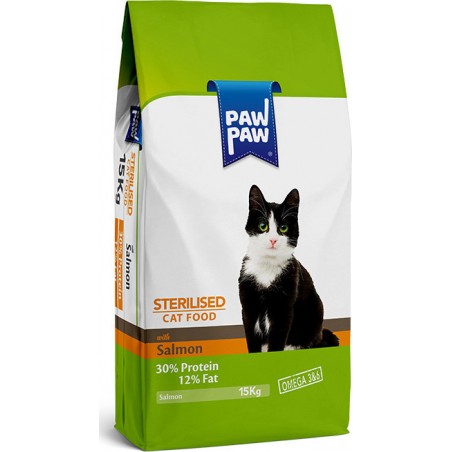 Pawpaw Adult Sterilised Salmon Ξηρά Τροφή για Ενήλικες Στειρωμένες Γάτες με Σολομό 15kg
