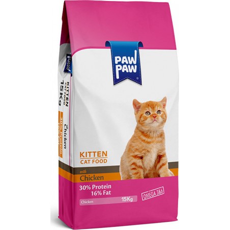 Pawpaw Kitten Chicken Ξηρά Τροφή για Ανήλικες Γάτες με Κοτόπουλο 15kg
