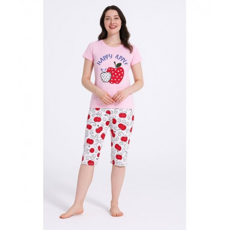 MISS LALE ΓΥΝΑΙΚΕΙΑ ΚΑΛΟΚΑΙΡΙΝΗ ΠΥΤΖΑΜΑ ΚΟΝΤΟΜΑΝΙΚΗ HAPPY APPLE ΒΑΜΒΑΚΙ ΡΟΖ