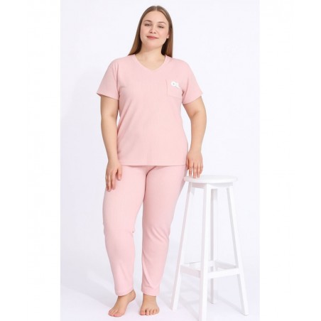 MISS LALE ΓΥΝΑΙΚΕΙΑ BIG SIZE ΚΑΛΟΚΑΙΡΙΝΗ ΠΥΤΖΑΜΑ ΚΟΝΤΟΜΑΝΙΚΗ ΒΑΜΒΑΚΙ ΡΟΖ