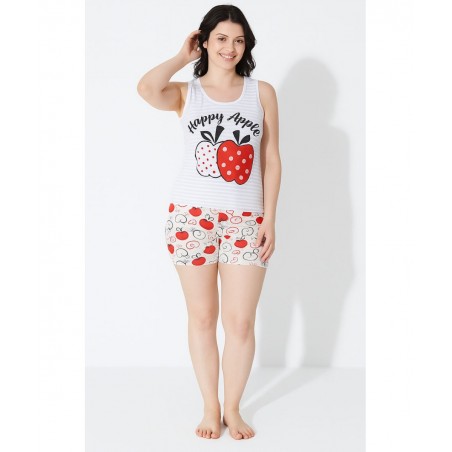 MISS LALE ΓΥΝΑΙΚΕΙΑ ΚΑΛΟΚΑΙΡΙΝΗ ΠΥΤΖΑΜΑ ΑΜΑΝΙΚΗΙ HAPPY APPLES ΒΑΜΒΑΚΙ ΛΕΥΚΟ