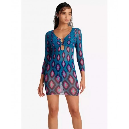 25384251-21 BLU4U ΓΥΝΑΙΚΕΙΟ ΚΟΝΤΟ ΦΟΡΕΜΑ ΠΑΡΑΛΙΑΣ BLUE REEF NORMAL FIT ΠΟΛΥΕΣΤΕΡΑΣ ΜΠΛΕ