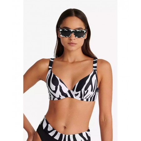 BLU4U ''Zebra'' Γυναικείο Μαγιό Τοπ Normal Fit Πολυεστέρας 25366175C-02 Μαύρο