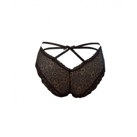 JOIN Σετ 2 Γυναικεία Slip Sexy Open Lace Μαύρο