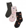365 Σετ 3 Παιδικές Κάλτσες Κορίτσι Hello Βαμβάκι Ροζ - Γκρί