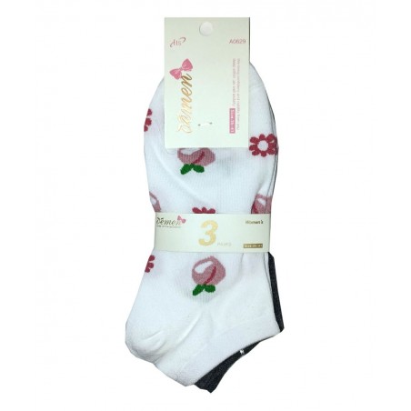 DEMEN SET 3 Γυναικείες Κάλτσες Σοσόνι Fruits Βαμβάκι Normal Fit Λευκό - Σιελ - Ανθρακί