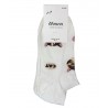 DEMEN SET 3 Γυναικείες Κάλτσες Σοσόνι CATS Βαμβάκι Normal Fit Λευκό - Μαύρο - Ροζ