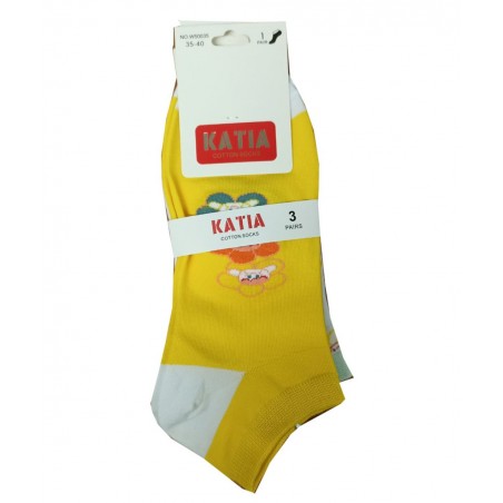 KATIA Σετ 3 Γυναικείες Κάλτσες Σοσόνι Σχέδιο Βαμβάκι Normal Fit Πολύχρωμο