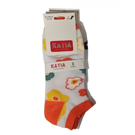 KATIA Σετ 3 Γυναικείες Κάλτσες Σοσόνι Σχέδιο Βαμβάκι Normal Fit Πολύχρωμο