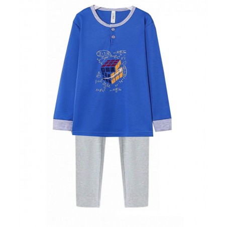 COOL Παιδική Χειμερινή Πυτζάμα με Μακρύ Μανίκι με Σχέδιο Αριθμητική Μπλε