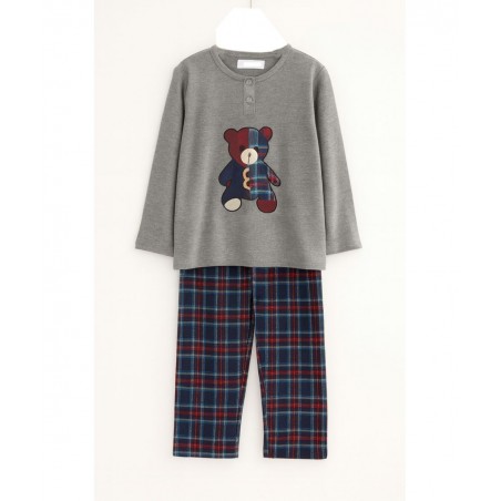 COOL Παιδική Πυτζάμα με Αρκουδακια με Κουμπακια Γκρί