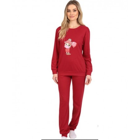 25561-1 LYDIA CREATIONS ΓΥΝΑΙΚΕΙΟ ΣΕΤ ΠΥΖΑΜΑΣ NORMAL FIT ΠΟΛΥΕΣΤΕΡΑΣ MΠΟΡΝΤΟ