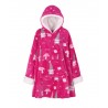 LOV-ELX Χριστουγεννιάτικη Γυναικεία Ρόμπα Ponco Κουκούλα Φλις Φούξια