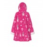 LOV-ELX Χριστουγεννιάτικη Γυναικεία Ρόμπα Ponco Κουκούλα Φλις Φούξια