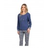 LYDIA CREATION Γυναικεία Πυζάμα Βαμβακερή Normal Fit 25606-2 Μπλε