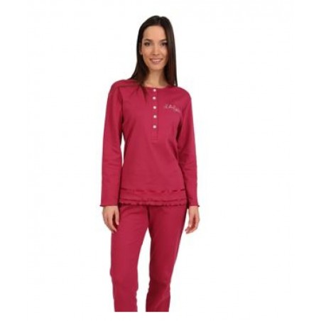 LYDIA CREATION Γυναικεία Πυζάμα Βαμβακερή Normal Fit 25618-1 Κόκκινο