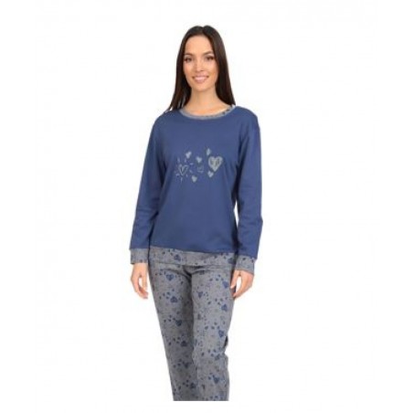 LYDIA CREATION ΓΥΝΑΙΚΕΙΑ ΠΥΖΑΜΑ ΒΑΜΒΑΚΕΡΗ NORMAL FIT 25607-2 ΜΠΛΕ