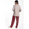 RELAX Σετ Γυναικεία Πυτζάμα Normal Fit Πολυέστερας- Βαμβάκι 3225111 Καρώ Μπέζ