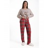 RELAX Σετ Γυναικεία Πυτζάμα Normal Fit Πολυέστερας- Βαμβάκι 3225111 Καρώ Μπέζ