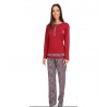 LYDIA CREATIONS ΣΕΤ Γυναικεία Πυτζάμα Normal Fit Πολυέστερας- Βαμβάκι Σκουρο Κοκκινο