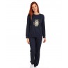 LYDIA CREATIONS Γυναικείο Σετ Πυζάμας Normal Fit Πολυέστερας 25563-1 Σκούρο Μπλε