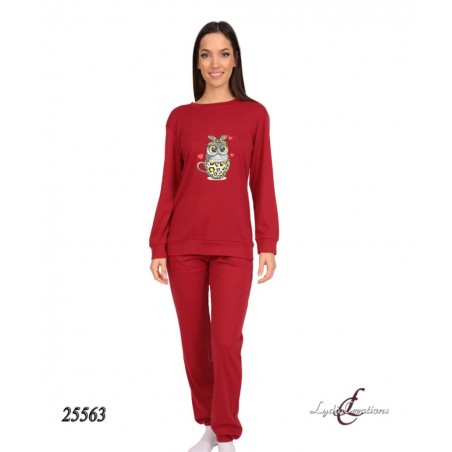 LYDIA CREATIONS Γυναικείο Σετ Πυζάμας Normal Fit Πολυέστερας 25563 Κόκκινο