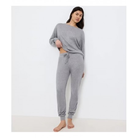10225059-M033 TRIUMPH Cozy Comfort Cozy Trouser X Γυναικείο Πλεκτό Παντελόνι Loungewear Βισκόζη Normal Fit Γκρι Μελανζέ