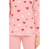 FUANNA Σετ Γυναικεία Χειμωνιάτικη Πυζάμα Hearts Ροζ