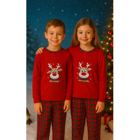 COOTAYA ΣΕΤ Παιδική Χριστουγεννιάτικη πυζάμα RUDOLF Βισκοζ 3293 Κόκκινο