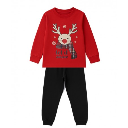 JOIN Παιδική Χριστουγεννιάτικη πυτζάμα RUDOLF Βαμβάκι BB6 Κόκκινο
