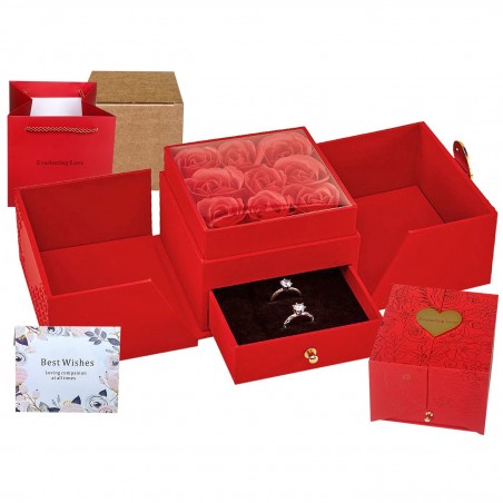 Τριαντάφυλλα σε Κουτί Ανοιγόμενο με Συρτάρι 11,5x11,5x9cm