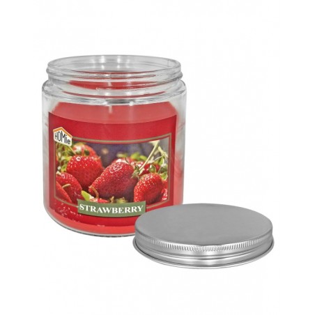 HOMIE Κερί Φράουλα σε Βάζο Γυάλινο με Καπάκι 10x9,5cm Κόκκινο