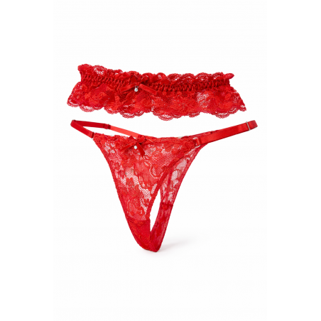 JOIN Γυναικείο Σετ Εσωρούχων Με Δαντέλα RJ80177-3 Κόκκινο