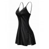 JOIN Γυναικείο Σατέν Νυχτικό Ραντάκι με Δαντέλα Πολυέστερ Μαύρο