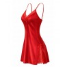 JOIN Γυναικείο Σατέν Νυχτικό Ραντάκι με Δαντέλα Πολυέστερ Κόκκινο