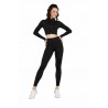 HW44036-02 ΓΥΝΑΙΚΕΙΟ ΣΕΤ ΡΙΠ CROPPED TOP - LEGGINGS ΜΑΥΡΟ