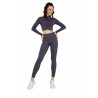 HW44036-80 ΓΥΝΑΙΚΕΙΟ ΣΕΤ ΡΙΠ CROPPED TOP - LEGGINGS ΓΚΡΙ ΣΚΟΥΡΟ