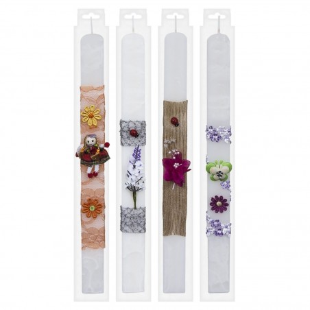 Λαμπάδα Πλακέ με Στολίδια Ανάγλυφη 35cm