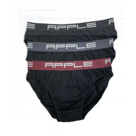 APPLE Ανδρικά Σλιπ Τριάδα Normal Fit Βαμβακερά APP-0213965 Μαύρο
