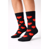 CARNAVAL Unisex Κάλτσες RED HEARTS SMILE Βαμβάκι ΜΑΥΡΟ
